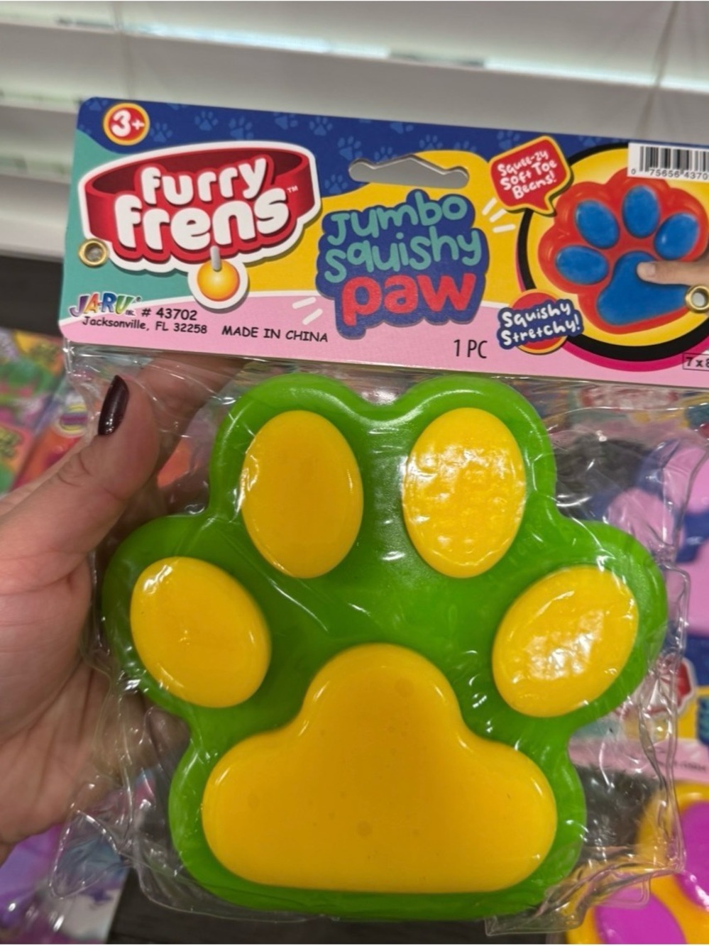 Jumbo Squishy Paw Toy - Green & Yellow